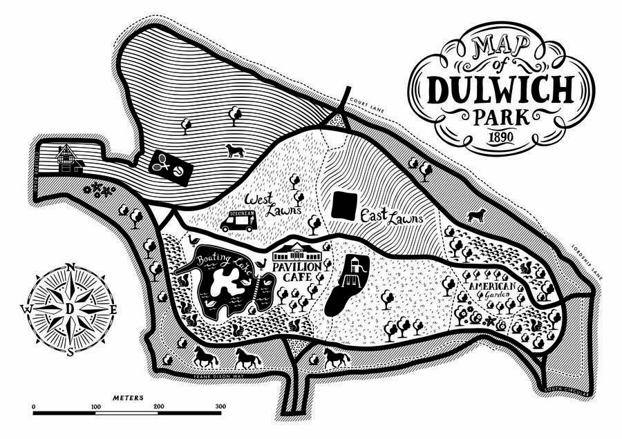 Original Dulwich Park Map Print 