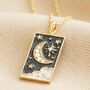 Crystal Enamel Moon Tarot Necklace In Gold Plating, thumbnail 2 of 7