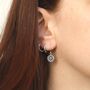 Sterling Silver Oxidised Delicate Daisy Dangly Earrings, thumbnail 3 of 6