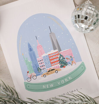 Set Of Three City Snow Globe Christmas Cards, 4 of 7