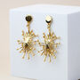 Gold Abstract Burst Dangle Earrings With Pearl Details, thumbnail 1 of 4