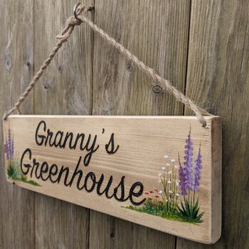Personalised Garden Sign With Hand Painted Flowers, 2 of 8