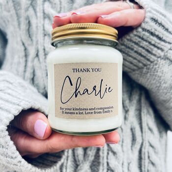 Thank You Personalised Name Scented Soy Candle, 2 of 7