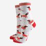 Women's Bamboo Socks Gift Box Grey Party Sausage Dogs, thumbnail 2 of 4