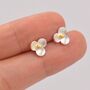 Three Petal Flower Stud Earrings In Sterling Silver, thumbnail 5 of 11