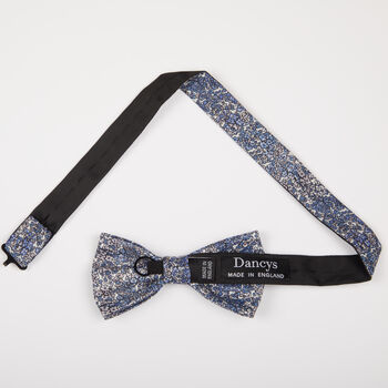 Mens Blue Ditzy Floral Ready Tied Adjustable Bow Tie, 12 of 12