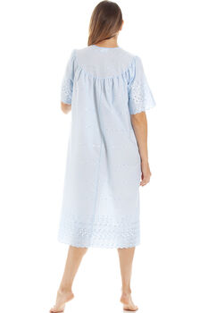 British Made Cotton Blue Embroidery Anglaise V Neck Nightdress, 5 of 5