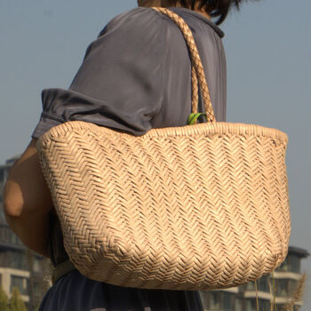 Hand Woven Genuine Leather Shopping Bag Medium, 2 of 11