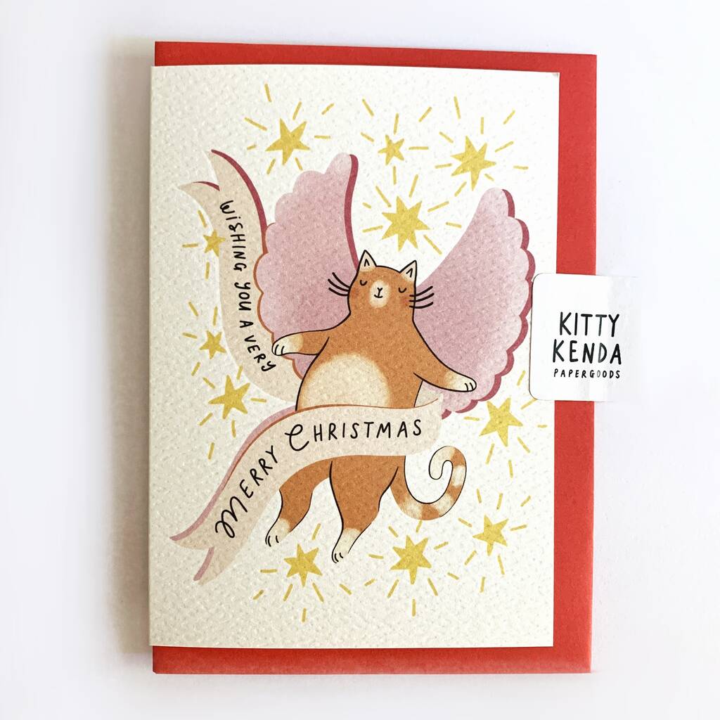 Kitty Cherub Christmas Card Ginger