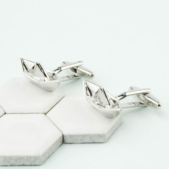 1st Anniversary Paper Boat Personalised Cufflinks, 2 of 11