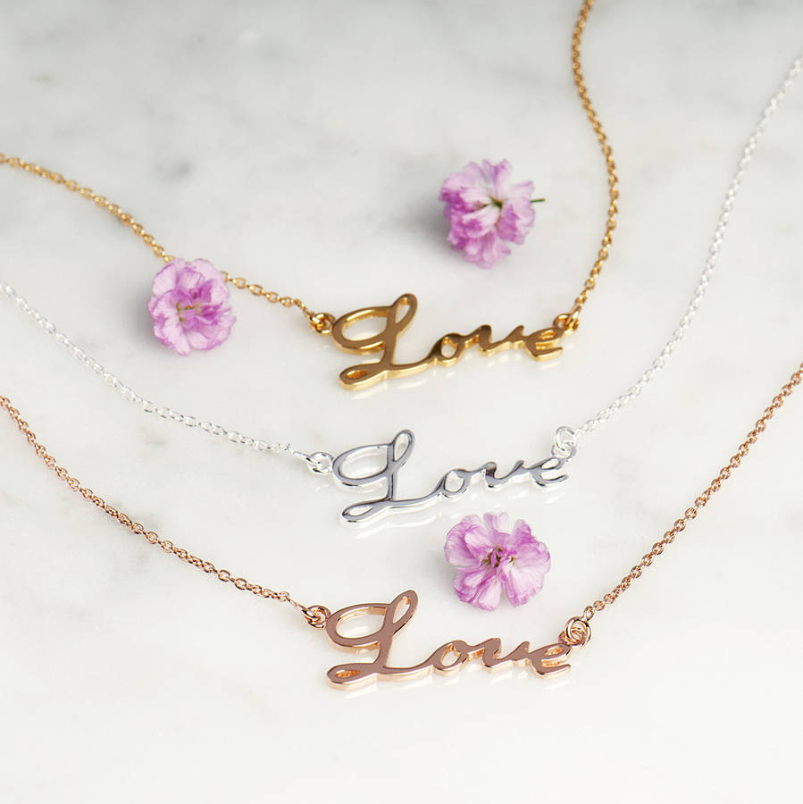 Gungun Latest Design `Love' Name Letter Charm Diamond Rose Gold Necklace