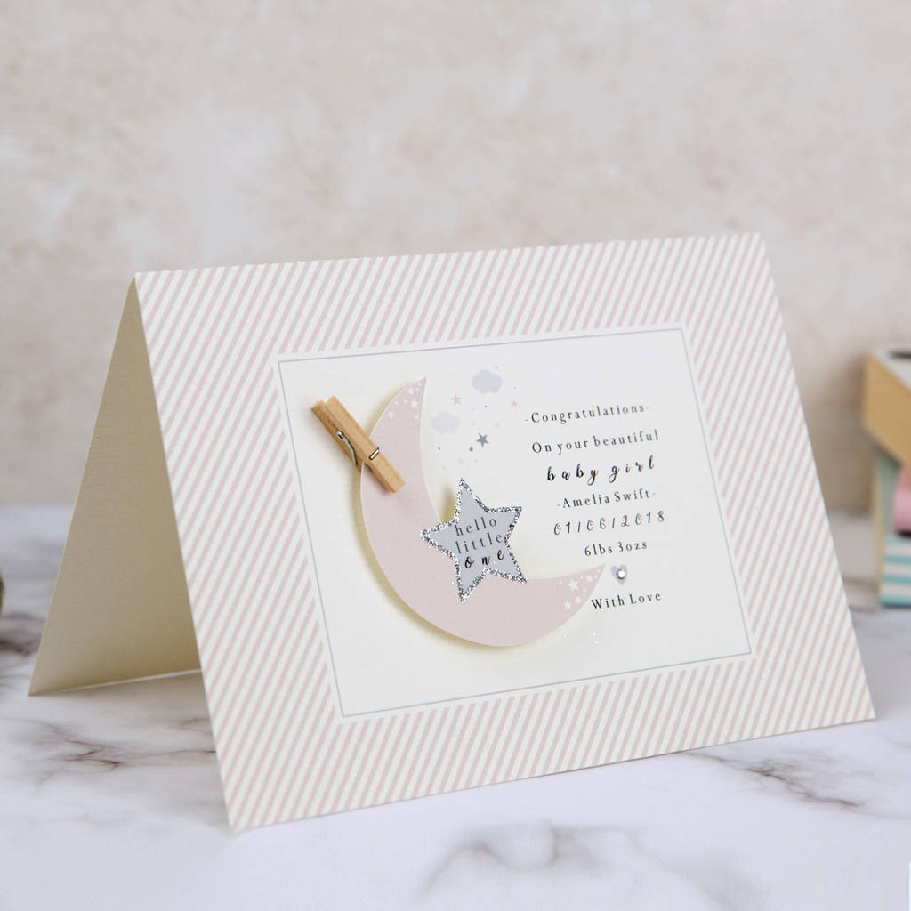 Personalised New Baby Moon And Stars Card, 1 of 2