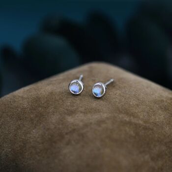 Moonstone Stud Earrings In Sterling Silver, 4 of 12