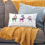 Personalised Rainbow Reindeer Family Christmas Cushion, thumbnail 1 of 2
