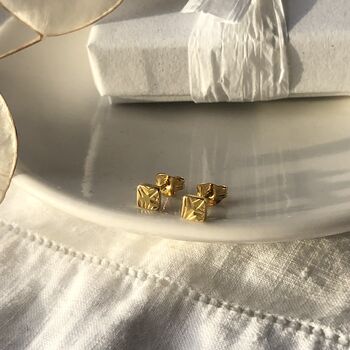 Small Square Textured Studs, 5 of 12