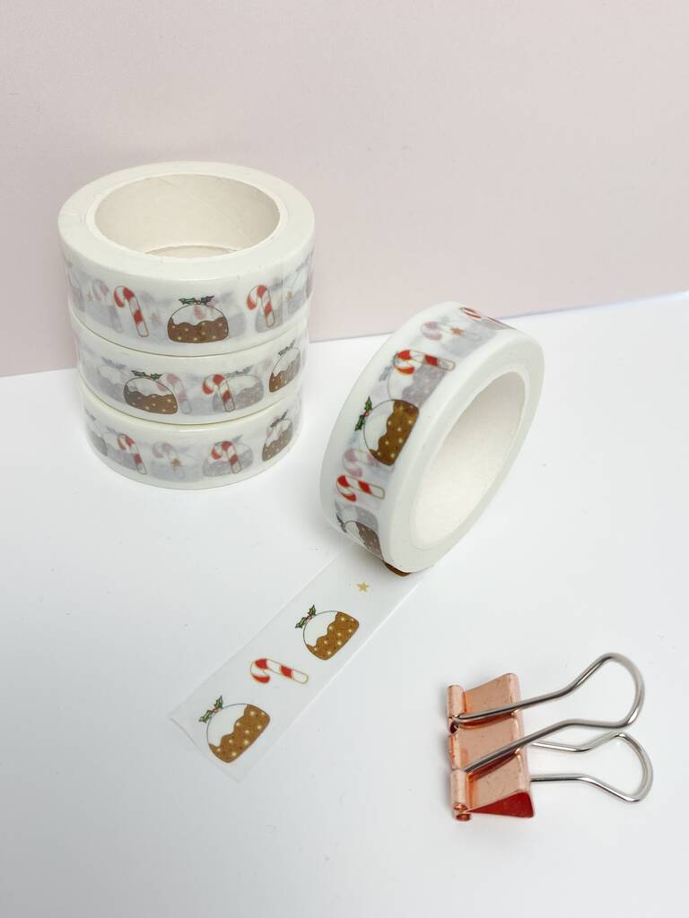 Christmas Pudding And Candy Cane Washi Tape, 1 of 5