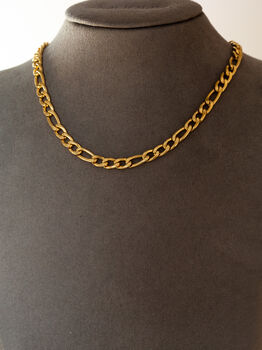 3mm Figaro Chain Necklace, 18 Carat Gold Plated, 4 of 5