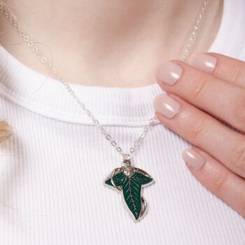 The Lord Of The Rings Leaf Of Lorien Earrings And Necklace Gift Set, 2 of 5