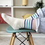 100% Cashmere Blue Stripe Sport Socks, thumbnail 1 of 8