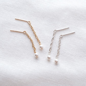 Vegan Pearl Rope Chain Earrings, 4 of 5