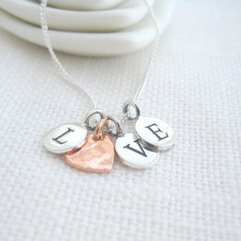 Personalised Sterling Silver Love Charm Necklace, 3 of 4