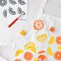 The Citrus Fruit Stencilled Apron Craft Kit, thumbnail 4 of 8