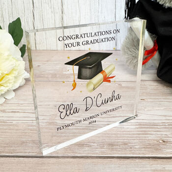 Personalised Acrylic Graduation Keepsake Block 10mm, 2 of 4