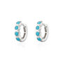 Bezel Huggie Earrings With Turquoise Stones, thumbnail 2 of 6