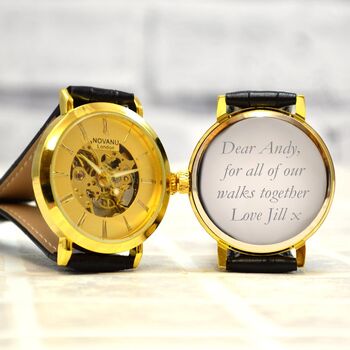 Gents Gold Personalised Wrist Watch, 2 of 5