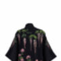 Wisteria And Chrysanthemum Black And Pink Embroidered Short Kimono, thumbnail 7 of 7