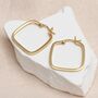 18ct Yellow Gold Plated Or Silver Square Hoops, thumbnail 1 of 3