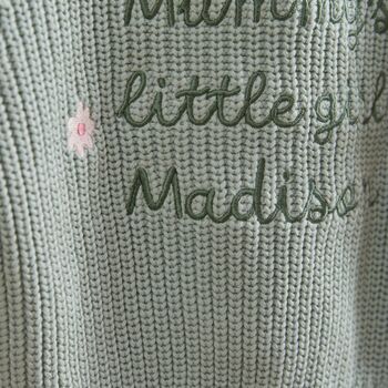 Personalised Mummy's Little Girl Sage Cardigan, 3 of 3