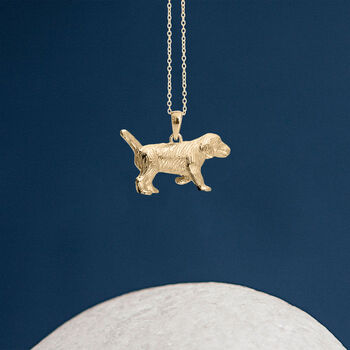 Yellow Gold Plated Golden Retriever Dog Necklace, 2 of 10