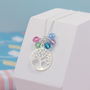 Sterling Silver Family Tree Birthstone Charm Necklace, thumbnail 4 of 7