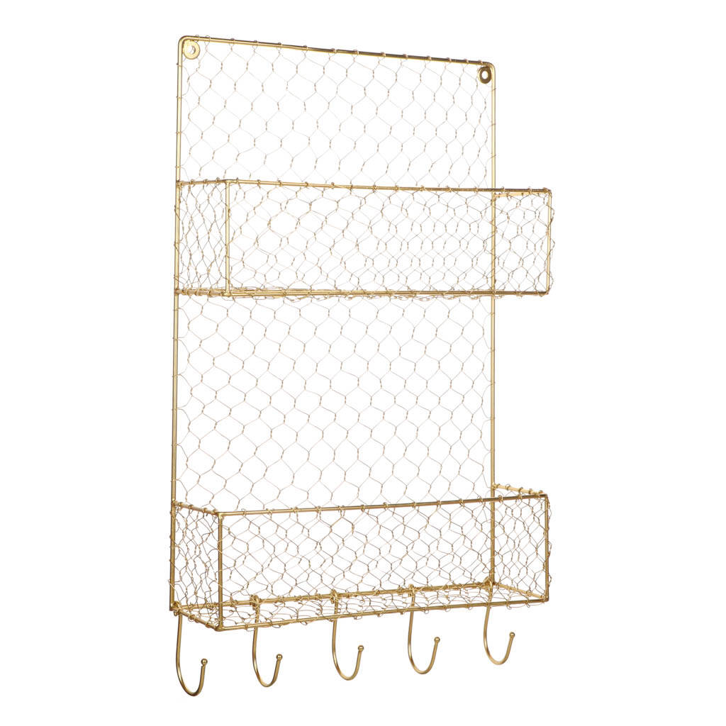 Brass Bathroom Wall Storage Baskets With Hooks By Dibor
