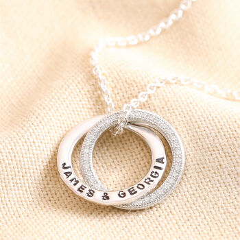 Personalised Sterling Crystal Linked Rings Necklace, 3 of 7