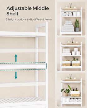 Over The Toilet Storage Rack Organiser Unit Shelves, 7 of 9