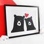 Bear Couple 'Selfie' Personalised Day Print, thumbnail 1 of 5