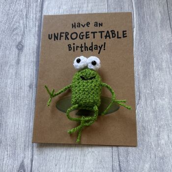 Frog Unforgettable Crochet Birthday Card Handmade, 4 of 12