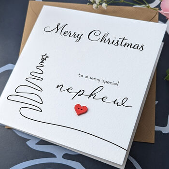 Nephew Christmas Card, 3D Wooden Heart, 3 of 4