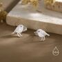 Sterling Silver Chickadee Bird Stud Earrings, thumbnail 4 of 10