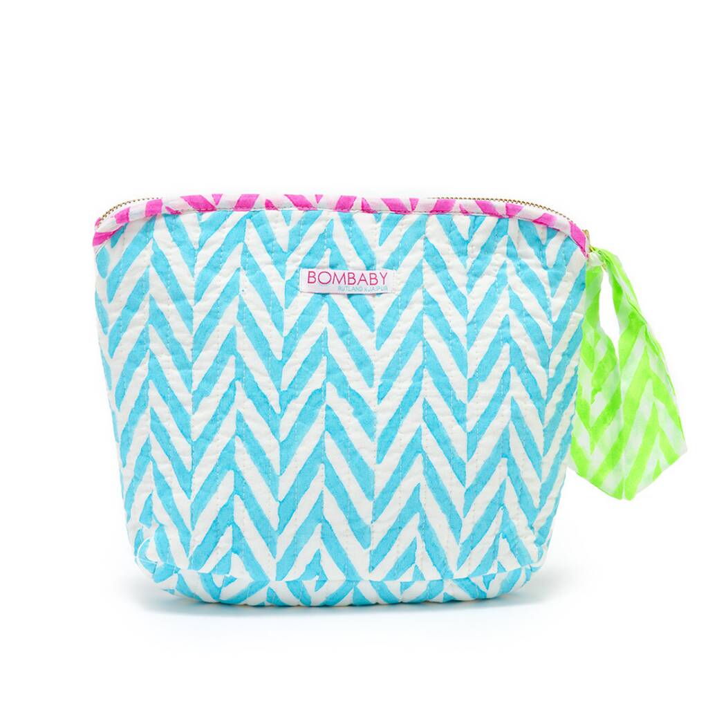 Quilted Make Up Bag | Malibu Blue, 1 of 2