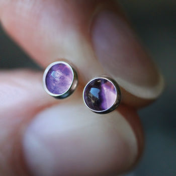 Tiny Sterling Silver Gemstone Earrings, 2 of 7
