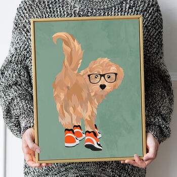 Custom Personalised Cockapoo Shoe Pet Portrait Art Print, 8 of 12