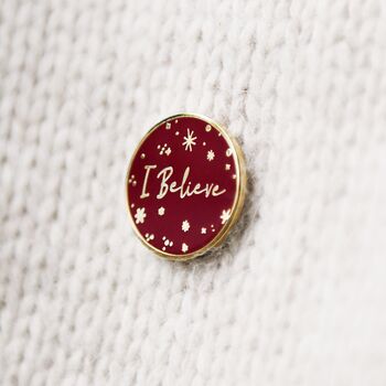 'I Believe' Red Enamel Pin Badge, 2 of 12