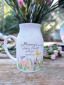 Personalised Small Milk Jug Style Mum, Mom, Mummy Vase, 2 of 3