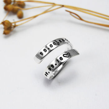 Personalised Adjustable Engraved Hug Ring Silver Gold, 3 of 11