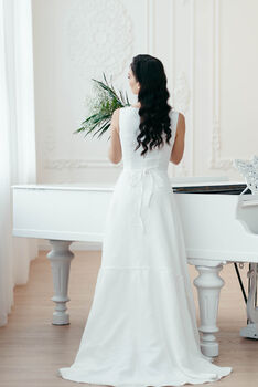 Bohemian Linen Wedding Dress, 11 of 12