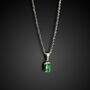 Silver Green Diamond Gem Pendant Necklace For Men, thumbnail 2 of 12