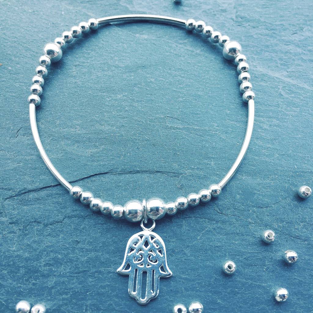 sterling silver hamsa hand of fatima charm bracelet by flawless